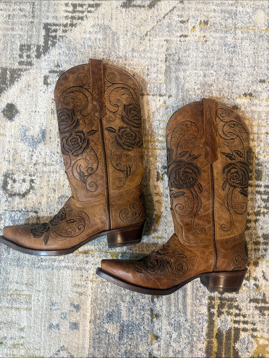 Wildflowers Bluebonnet Shoes - Wildflowers Bluebonnet Rose Cowboy Boots 7.5